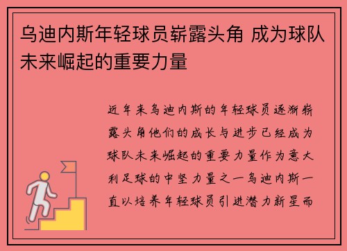 乌迪内斯年轻球员崭露头角 成为球队未来崛起的重要力量